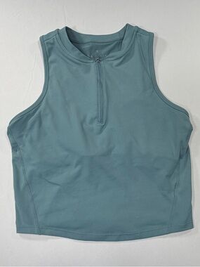 Danskin Teal Cropped Tank 1/4 Zip Athletic Activewear Medium